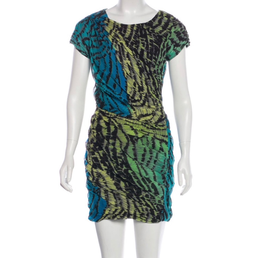 DVF | Erosa Silk Ruched dress size 4 Animal Print - Picture 2 of 11